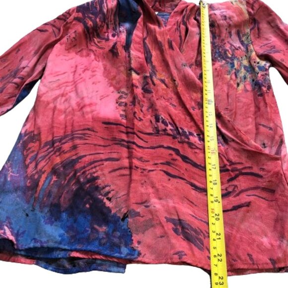 Ports International vintage pink back buttons V neck tunic top shirt - Picture 15 of 16